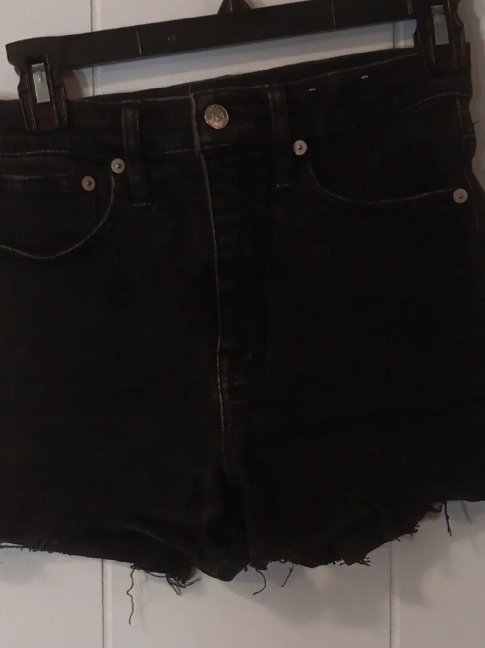 Madewell Black High-Rise Cutoff Denim Shorts